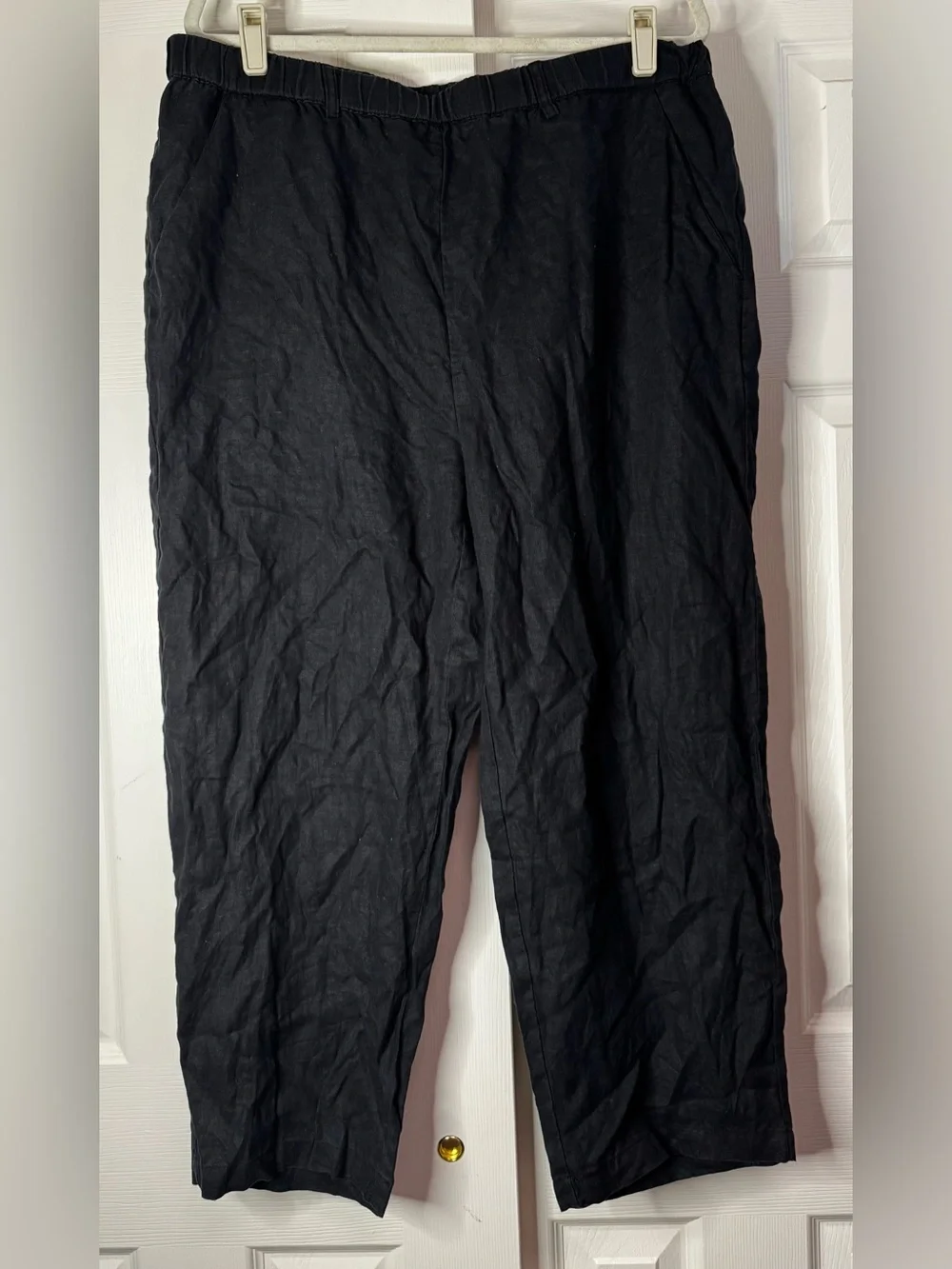 Quince Italian Linen Black Straight Leg Ankle Pants - Size XL
